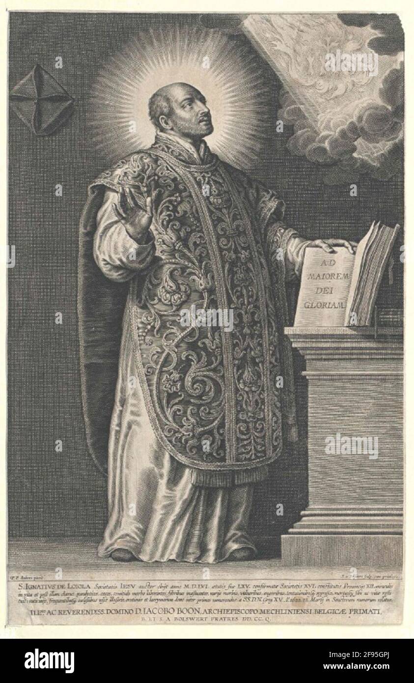 Ignazio di Loyiger, Heiliger Stecher: Bolswert, Schelteverleger: Bolswert, Schelteverleger: Boëtius Date: 1601/1659 Foto Stock