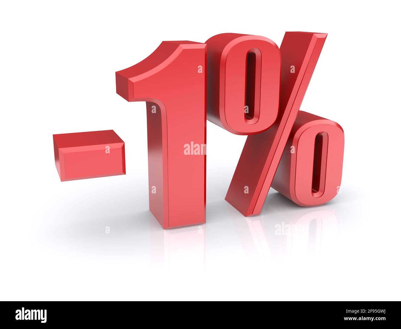 1% di sconto su sfondo bianco Foto Stock