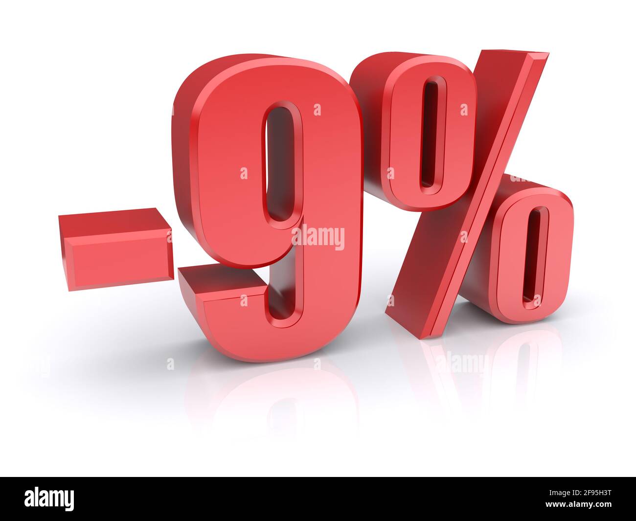 icona di sconto del 9% su sfondo bianco Foto Stock