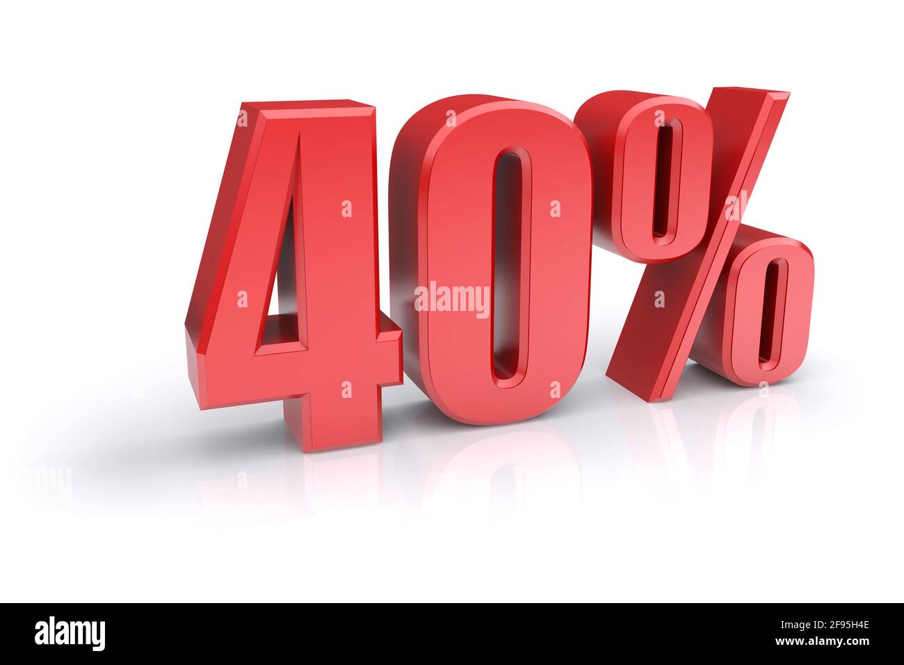 Icona rossa del tasso percentuale del 40% su sfondo bianco. immagine 3d rappresentata Foto Stock