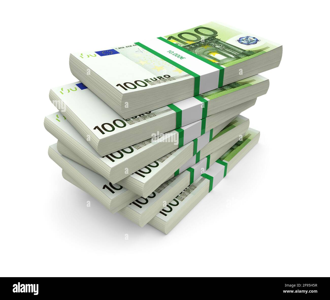 Le pile di valuta euro su sfondo bianco. immagine 3d Foto Stock