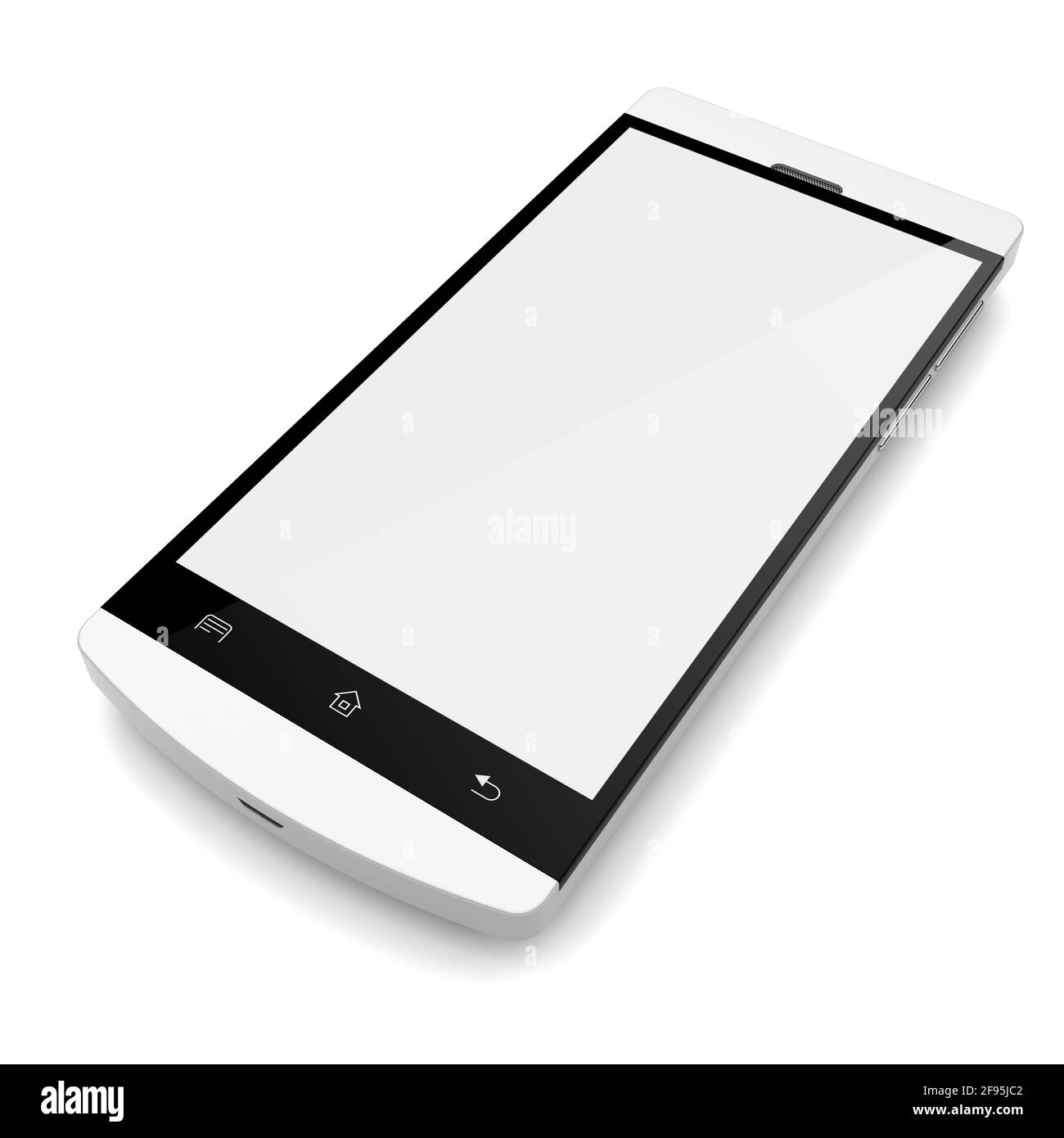 Smartphone mobile con schermo vuoto isolato su un bianco. immagine 3d Foto Stock