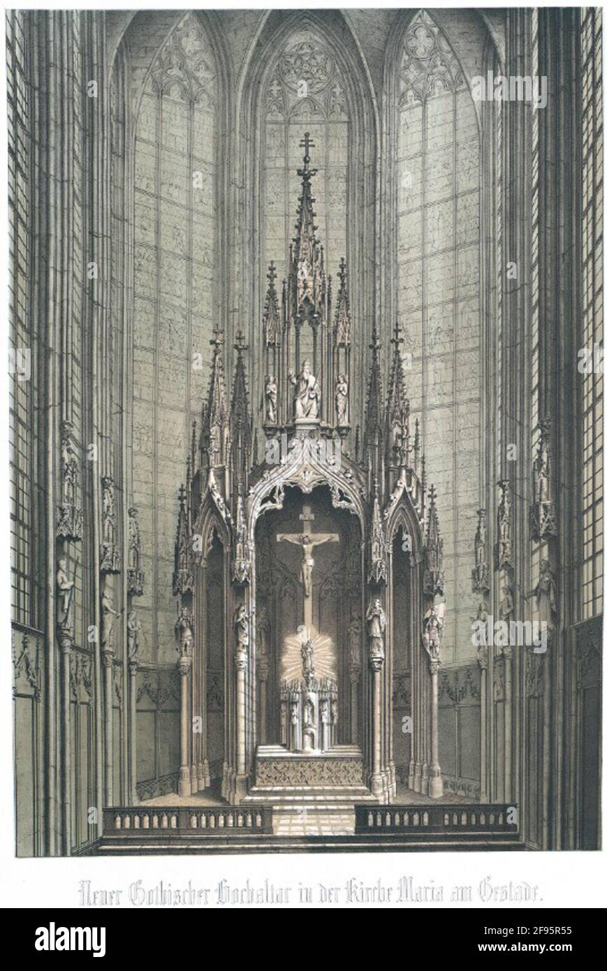 Nuovo altare maggiore gotico nella chiesa di Maria al palo. Il rendimento è destinato alla produzione di questo altare. Foto Stock