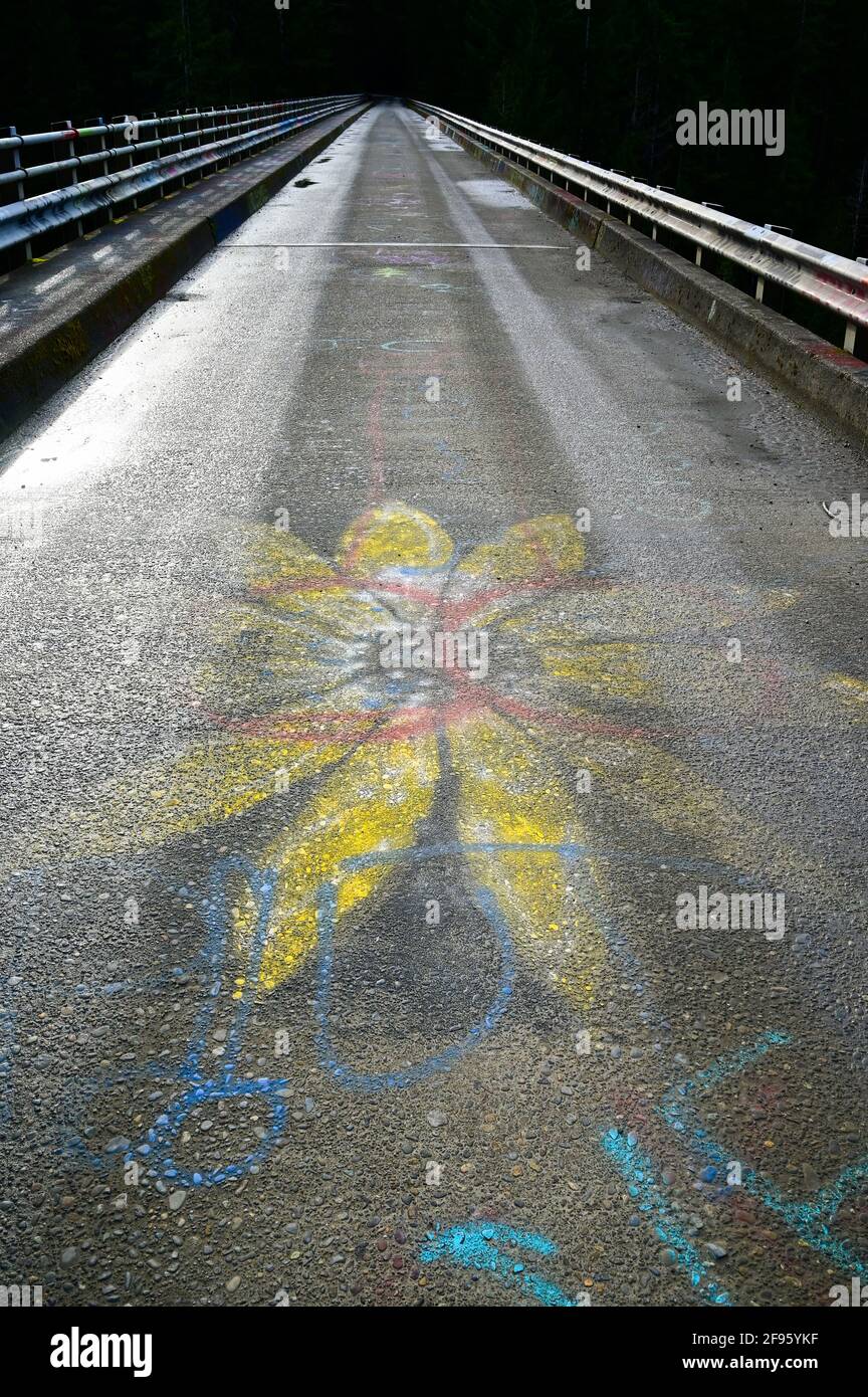 High Steel Bridge con Graffiti Paint Foto Stock