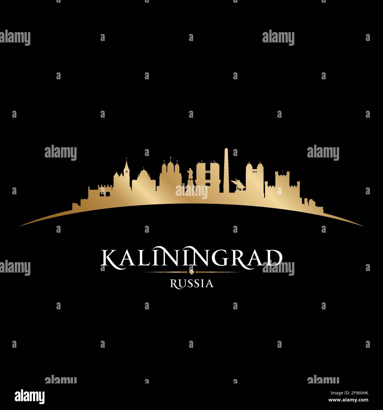 Kaliningrad Russia profilo skyline città. Illustrazione vettoriale Illustrazione Vettoriale