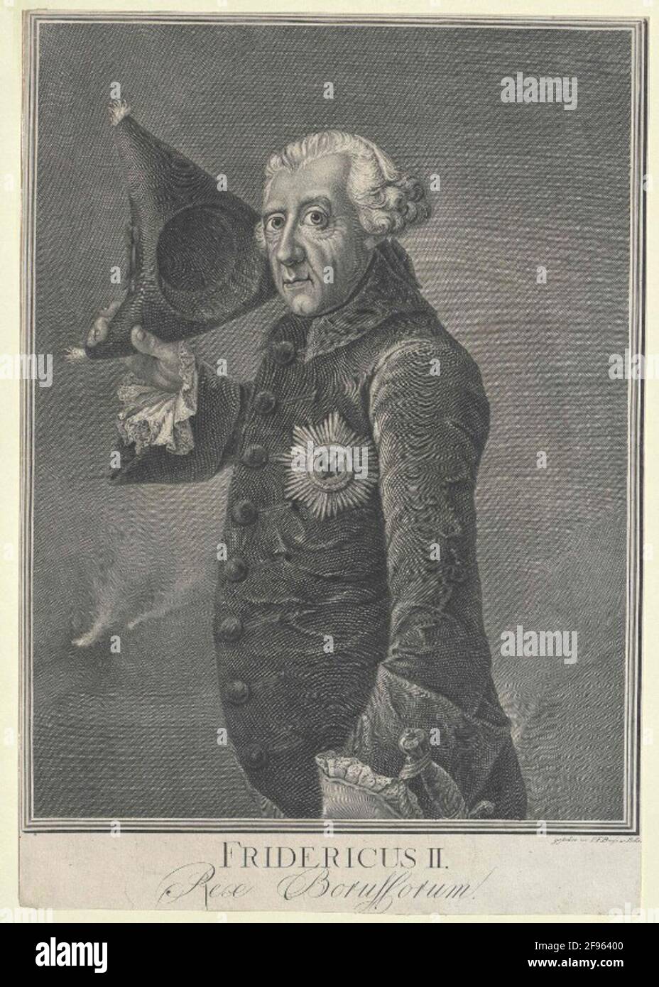 Federico II, re di Prussia pittore: Franke, Johann Heinrich Christianstecher: Bause, Johann Friedrich Foto Stock