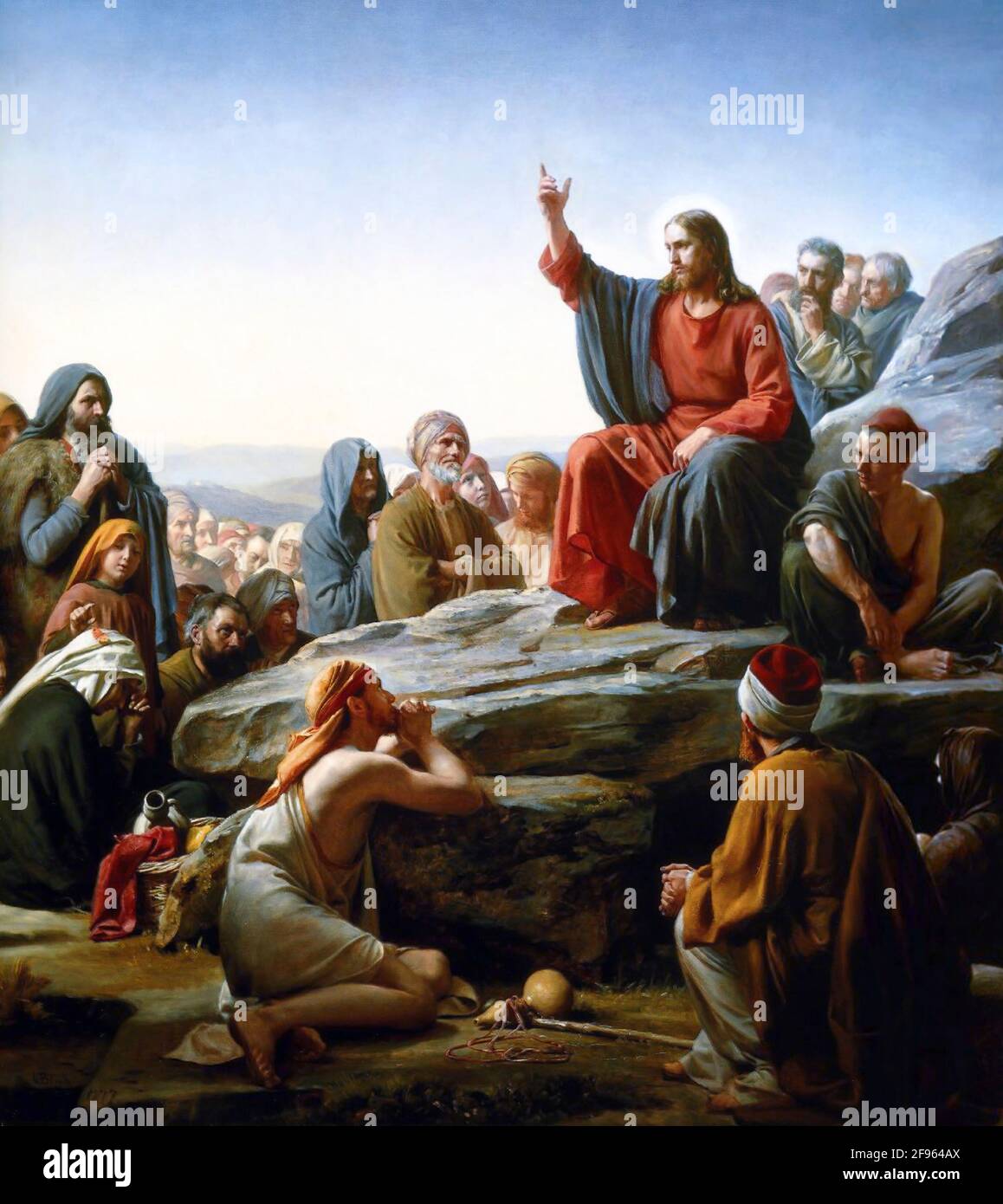 Il Sermone sul Monte di Carl Heinrich Bloch (1834-1890), olio su rame, 1877 Foto Stock
