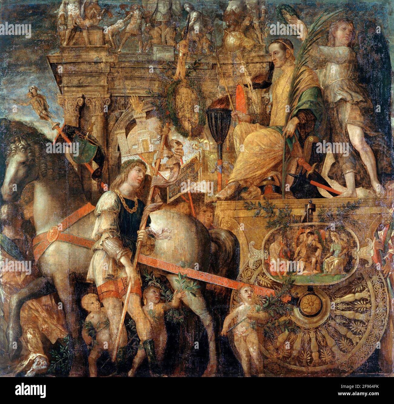 Giulio Cesare, dipinto nella serie 'i Trionfi di Cesare' di Andrea Mantegna (1431-1506), tempera su tela, c.1484-92 Foto Stock