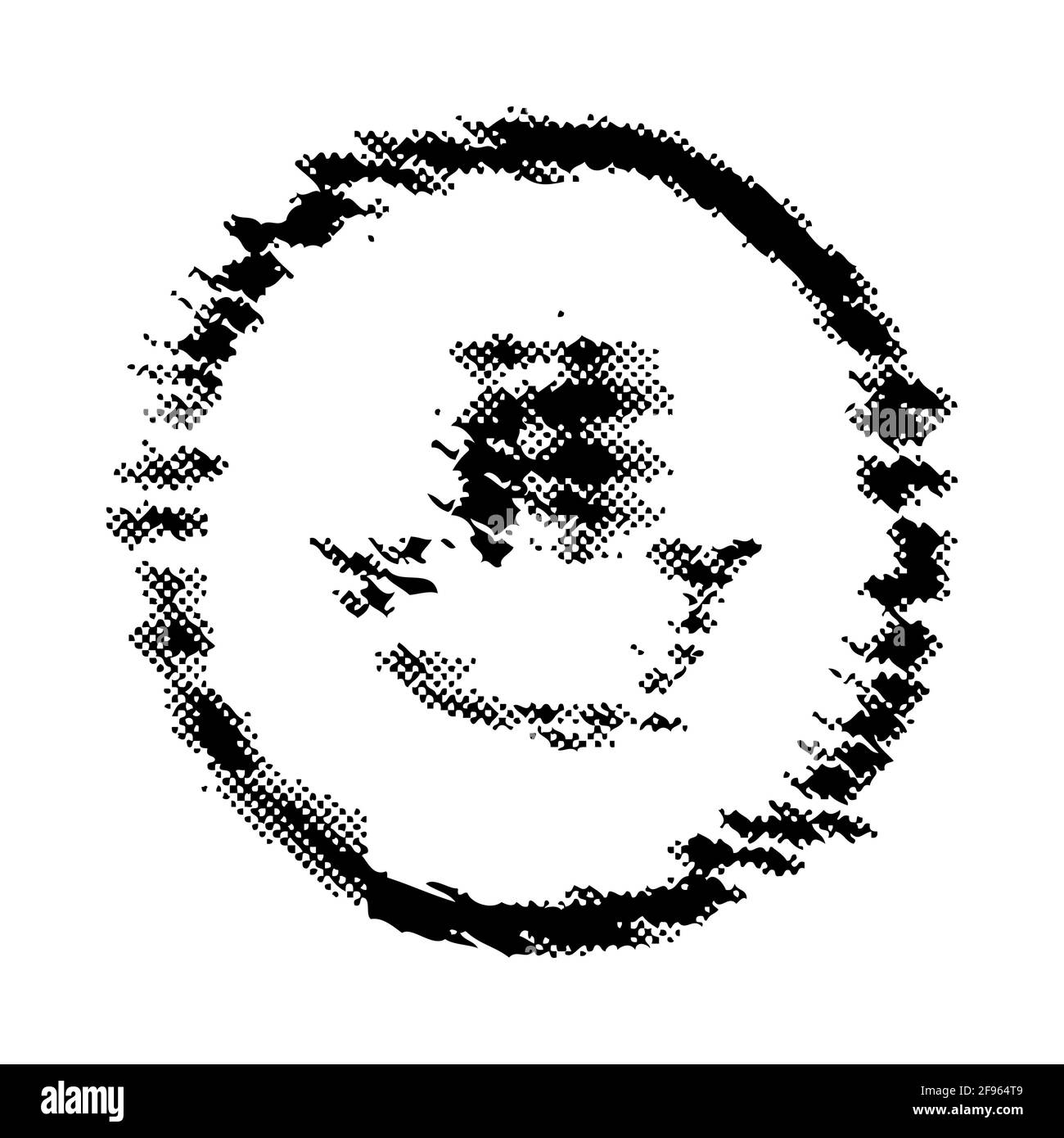 Strange Vector Smiley isolato su sfondo bianco. Figura geometrica perfetta per le pagine web del logo social media t-shirt sci-fi scene cartoline Illustrazione Vettoriale