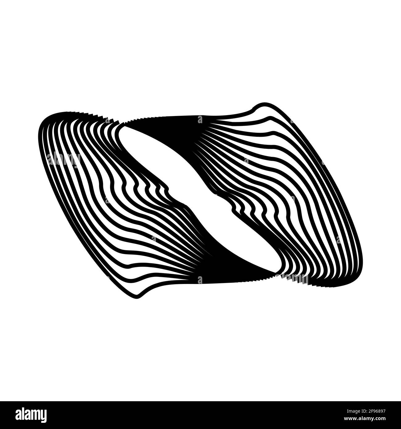 Strana forma vettoriale isolata su sfondo bianco. Figura geometrica perfetta per le pagine web del logo social media t-shirt sci-fi scene cartoline Illustrazione Vettoriale