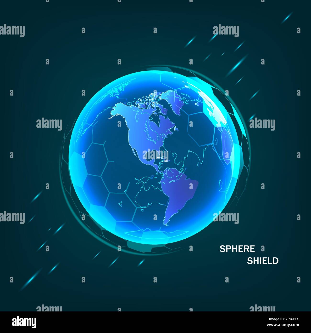 Terra spazio globo pianeta con raggio blu. Immagine vettoriale sotto forma  di globo con cielo stellato, costituito da punti, linee e forme schermo  ozono Immagine e Vettoriale - Alamy