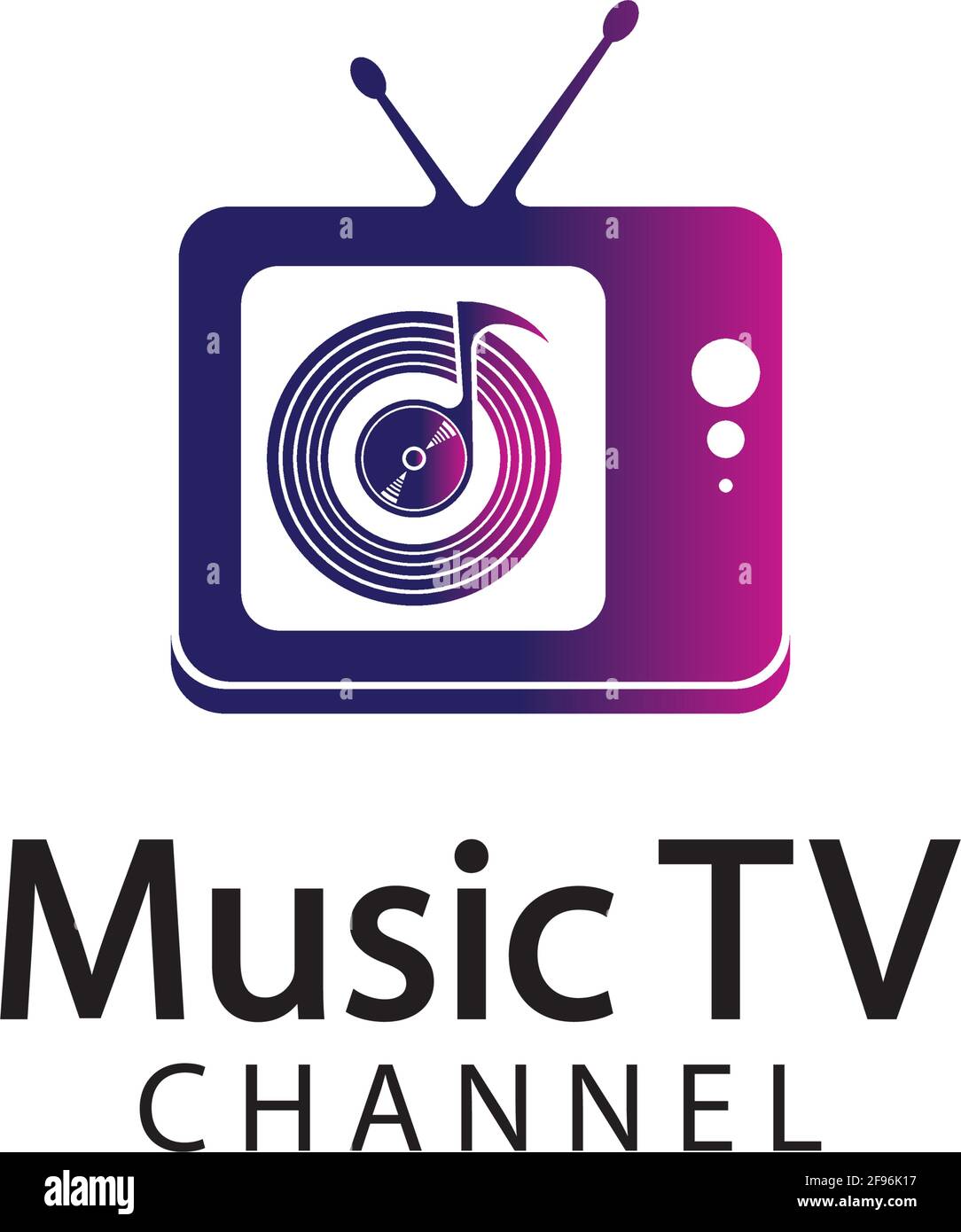 Music TV Logo Design Template.Music Channel Logo Template Design Vector, emblema, Design Concept, Creative Symbol, Icon Illustrazione Vettoriale