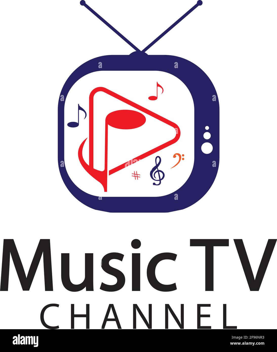 Music TV Logo Design Template.Music Channel Logo Template Design Vector, emblema, Design Concept, Creative Symbol, Icon Illustrazione Vettoriale