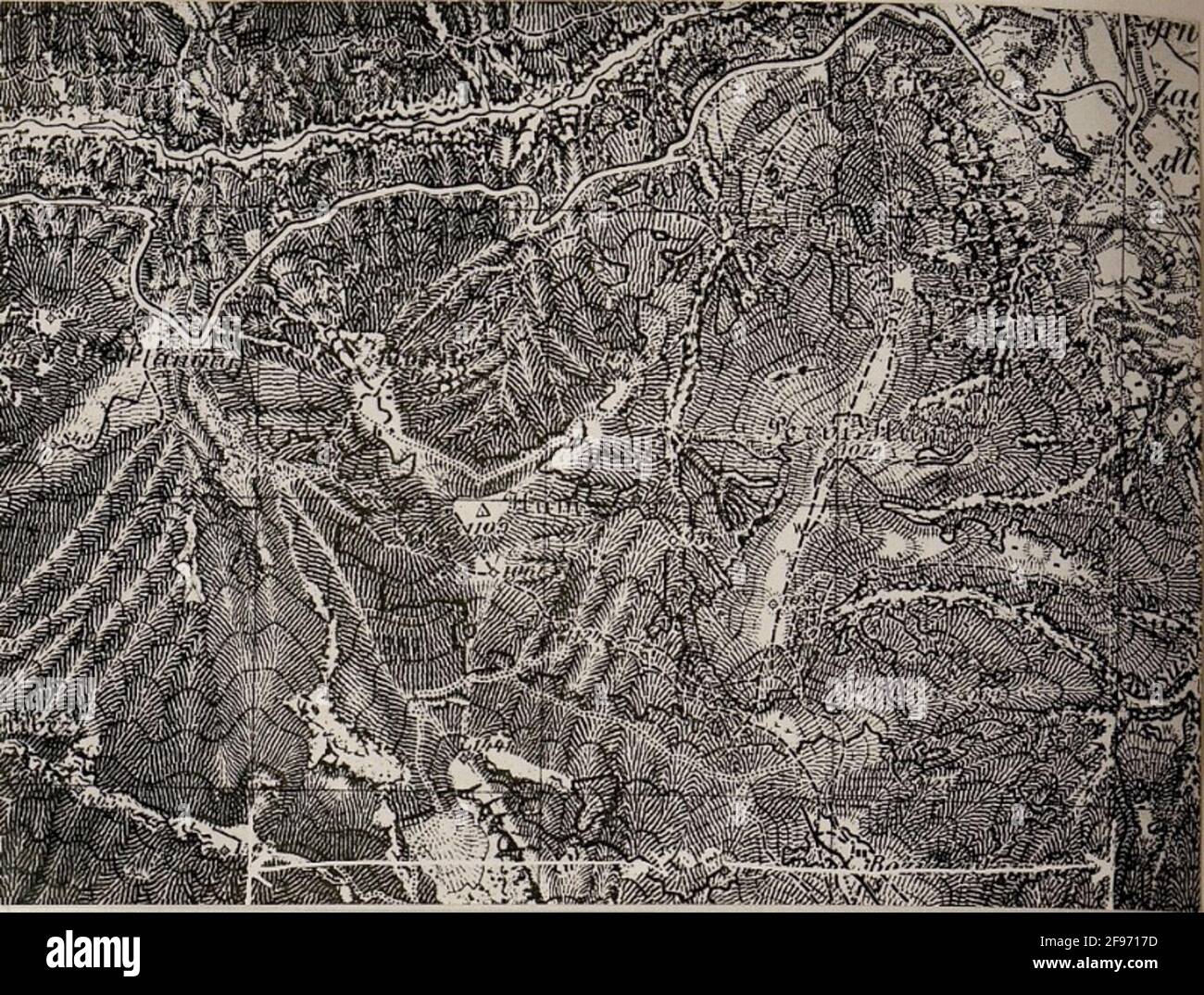 Su una seconda sezione 1: 25,000. Planquadrat: 1251, 1249, 1281, 1280, 1279, ampliato a 1: 10,000 per l'indagine sulla guerra. . Foto Stock
