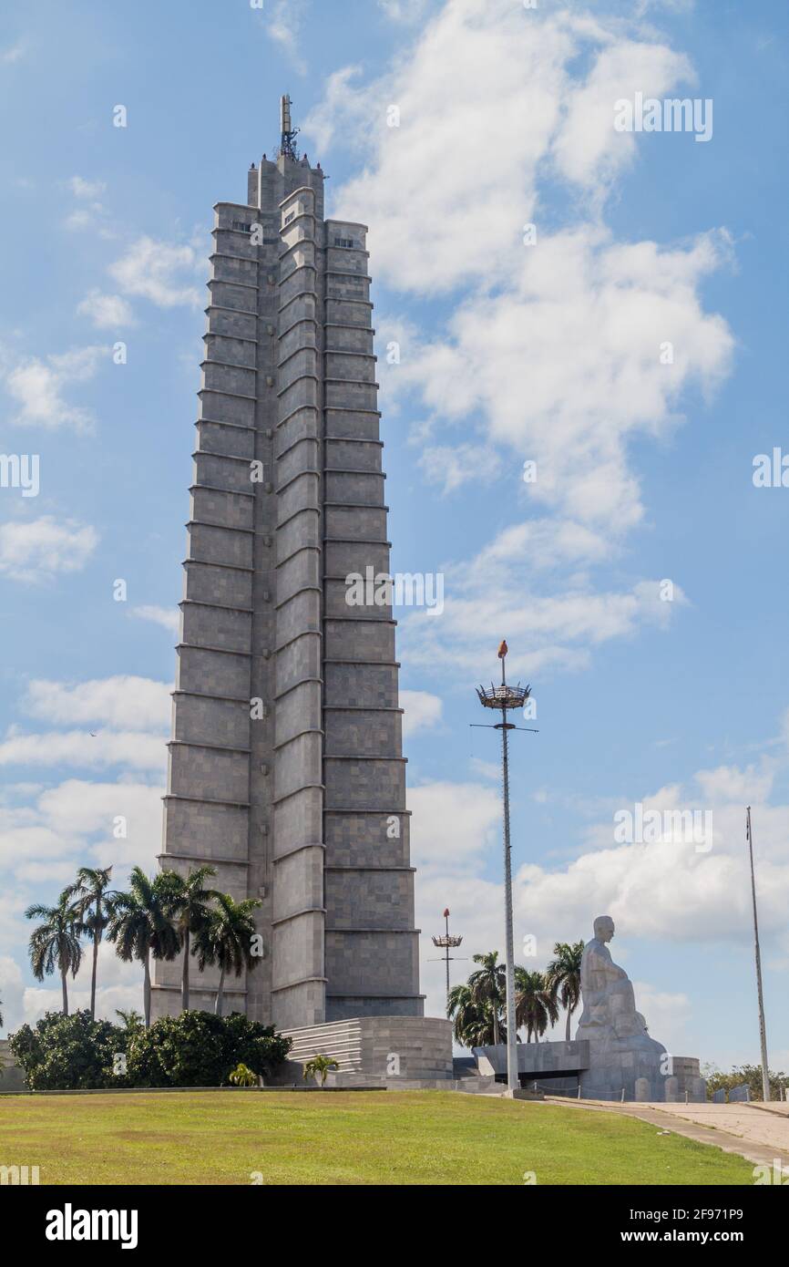 L'AVANA, CUBA - 21 FEBBRAIO 2016: Monumento di Jose Marti a l'Avana Cuba Foto Stock