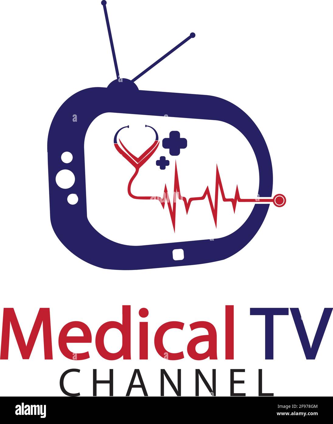 Icona del logo medico della televisione modello di disegno vettoriale, concetto di disegno, simbolo creativo, icona Illustrazione Vettoriale