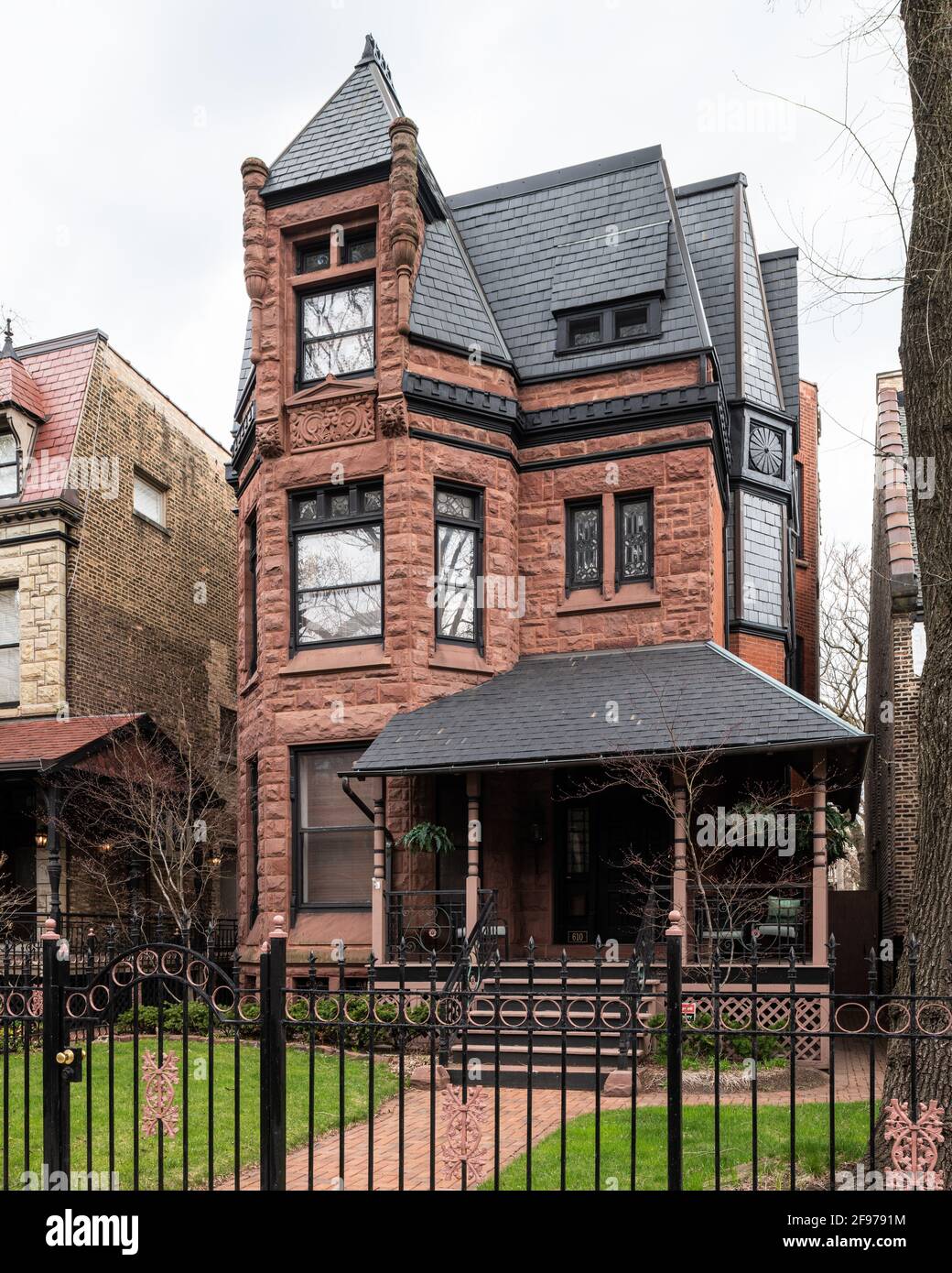 Casa singola a conduzione familiare nel quartiere di Lincoln Park Foto Stock