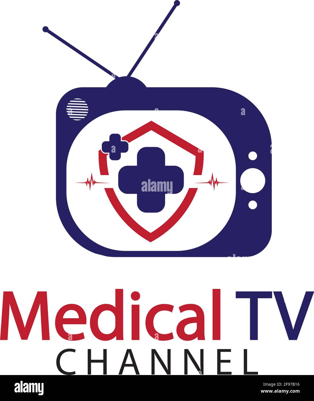 Icona del logo medico della televisione modello di disegno vettoriale, concetto di disegno, simbolo creativo, icona Illustrazione Vettoriale