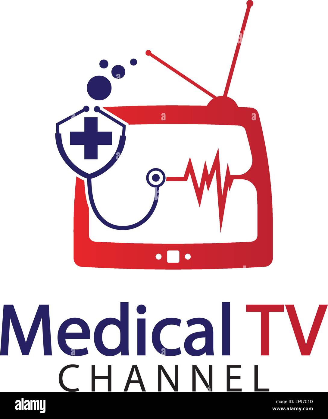 Icona del logo medico della televisione modello di disegno vettoriale, concetto di disegno, simbolo creativo, icona Illustrazione Vettoriale