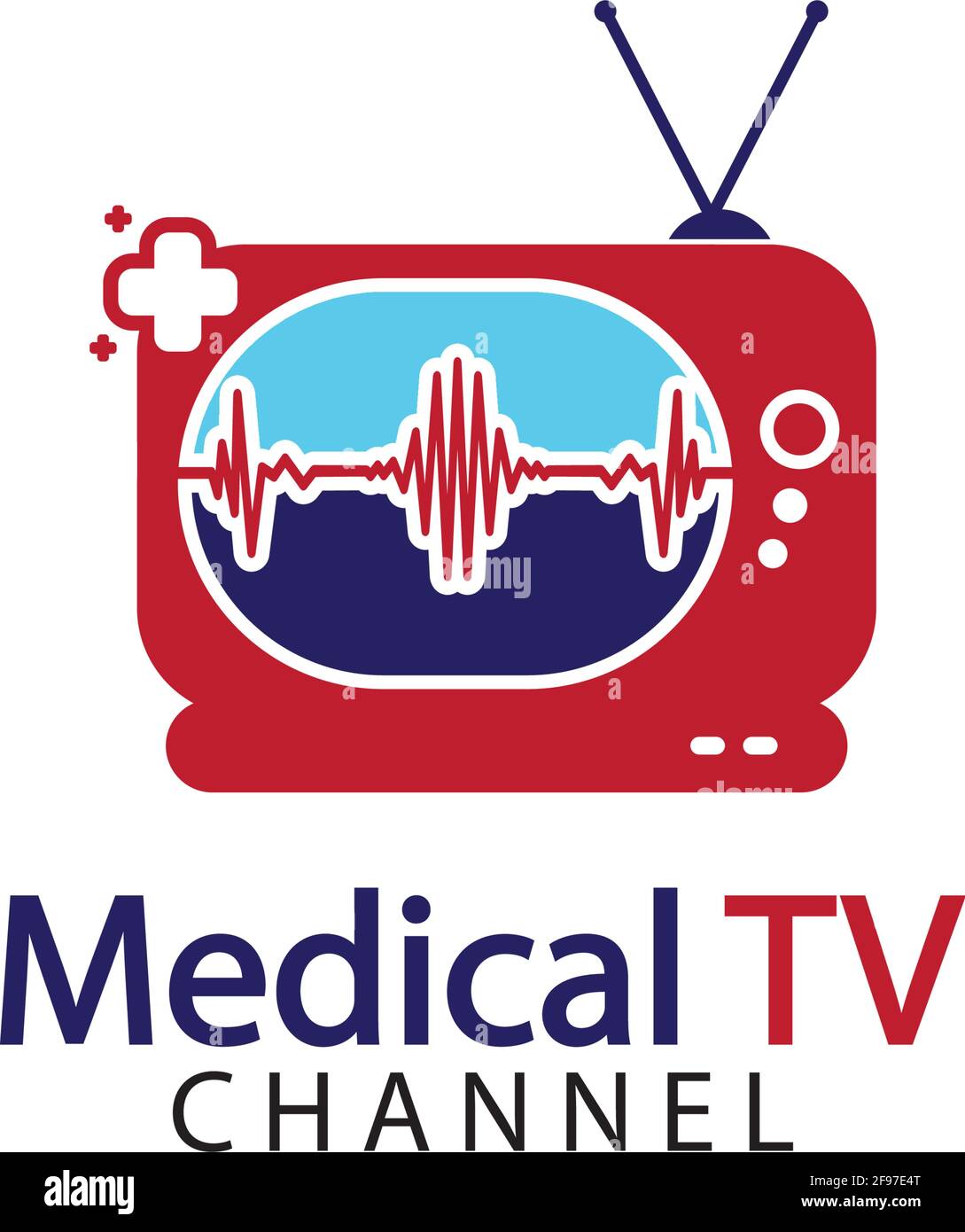 Icona del logo medico della televisione modello di disegno vettoriale, concetto di disegno, simbolo creativo, icona Illustrazione Vettoriale