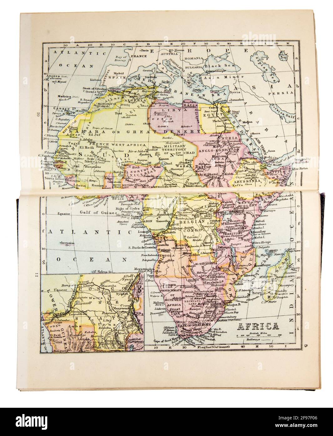 Mappa dell'Africa nella nuova Enciclopedia Standard e Atlante Mondiale, pubblicata da Odhams nel 1932 Foto Stock