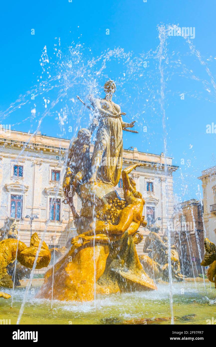 Fontana di Diana in Siracusa, Sicilia, Italia Foto Stock