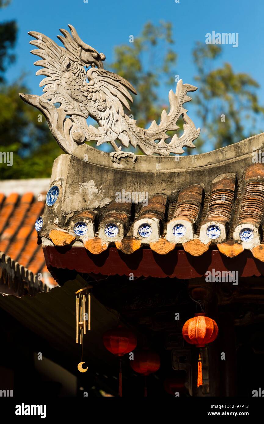 Vietnam, da Nang, montagne di marmo, tetto, dettaglio, drago, Foto Stock