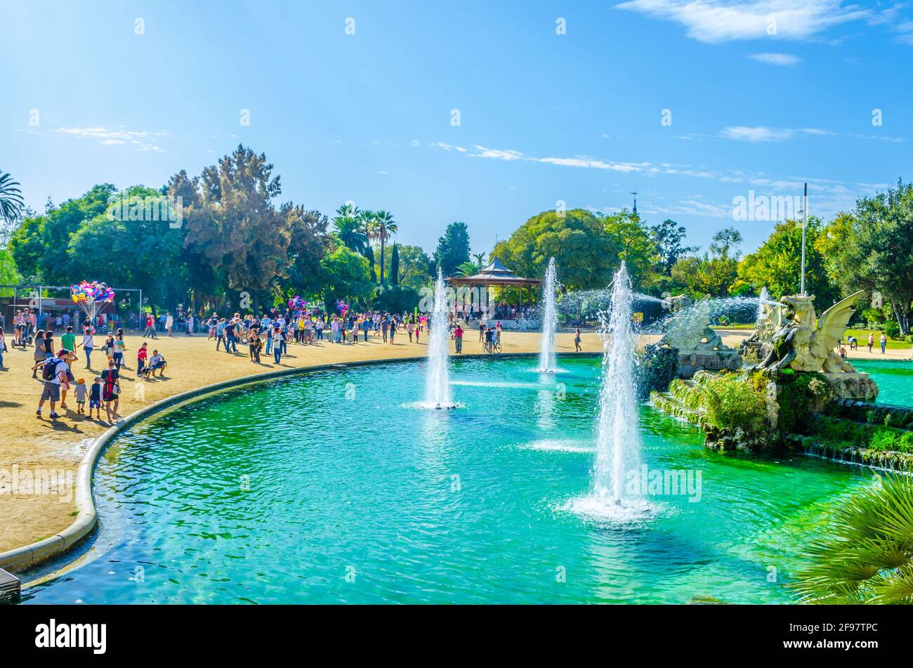 cascada fontana monumentale nel parco della ciutadella di Barcellona, Spagna. Foto Stock