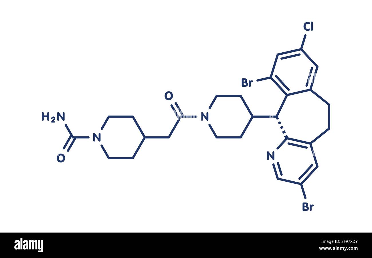 Molecola di farmaco Lonafarnib, illustrazione Foto Stock