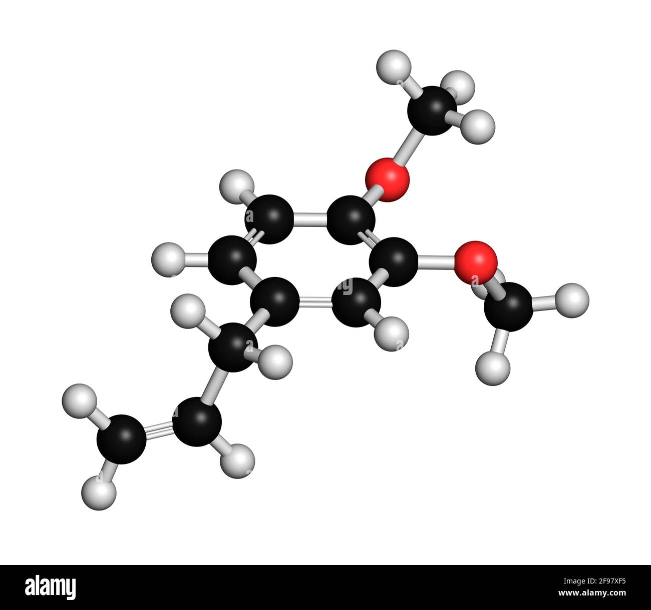 Molecola di metil eugenolo, illustrazione Foto Stock