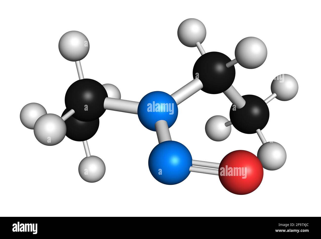 Molecola cancerogena di N-nitroso-dietilammina, illustrazione Foto Stock