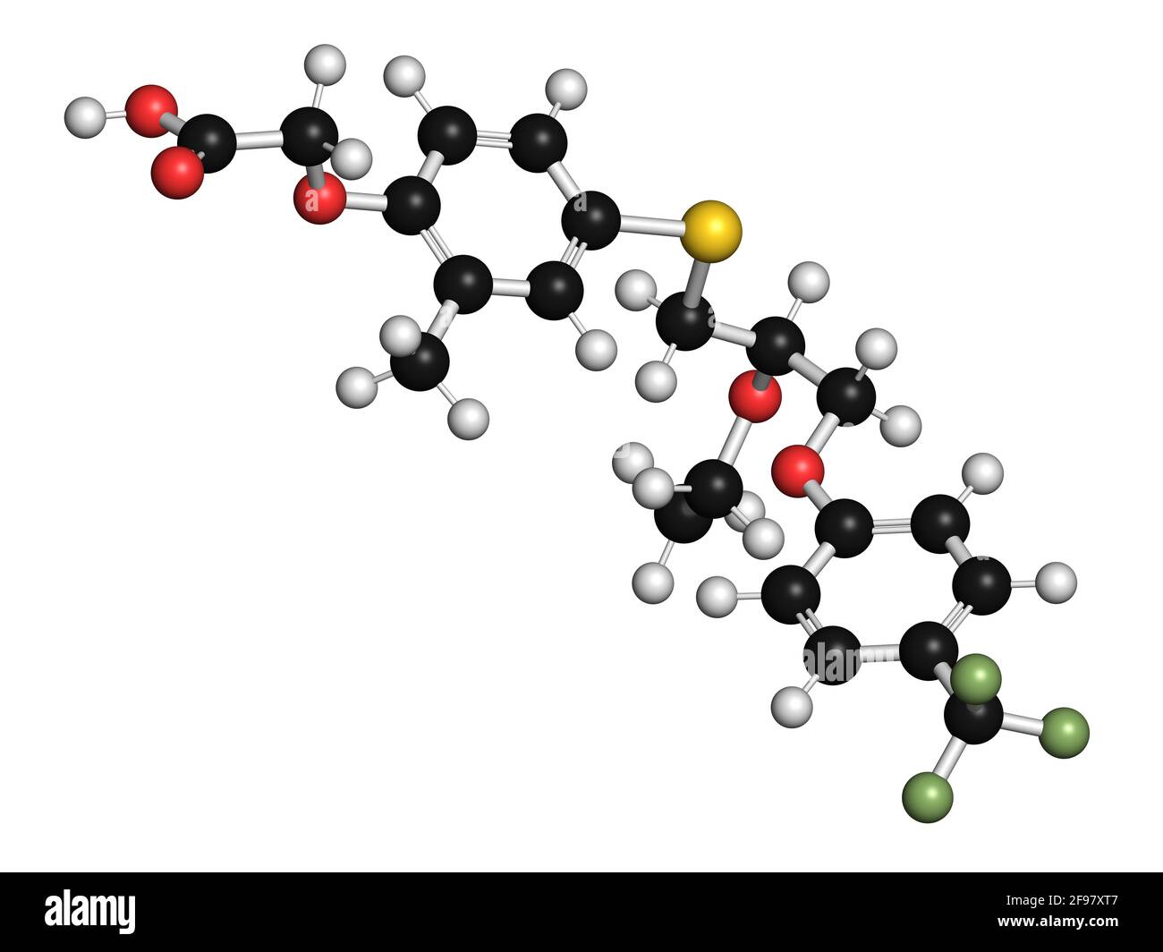 Molecola di farmaco Seladelpar, illustrazione Foto Stock