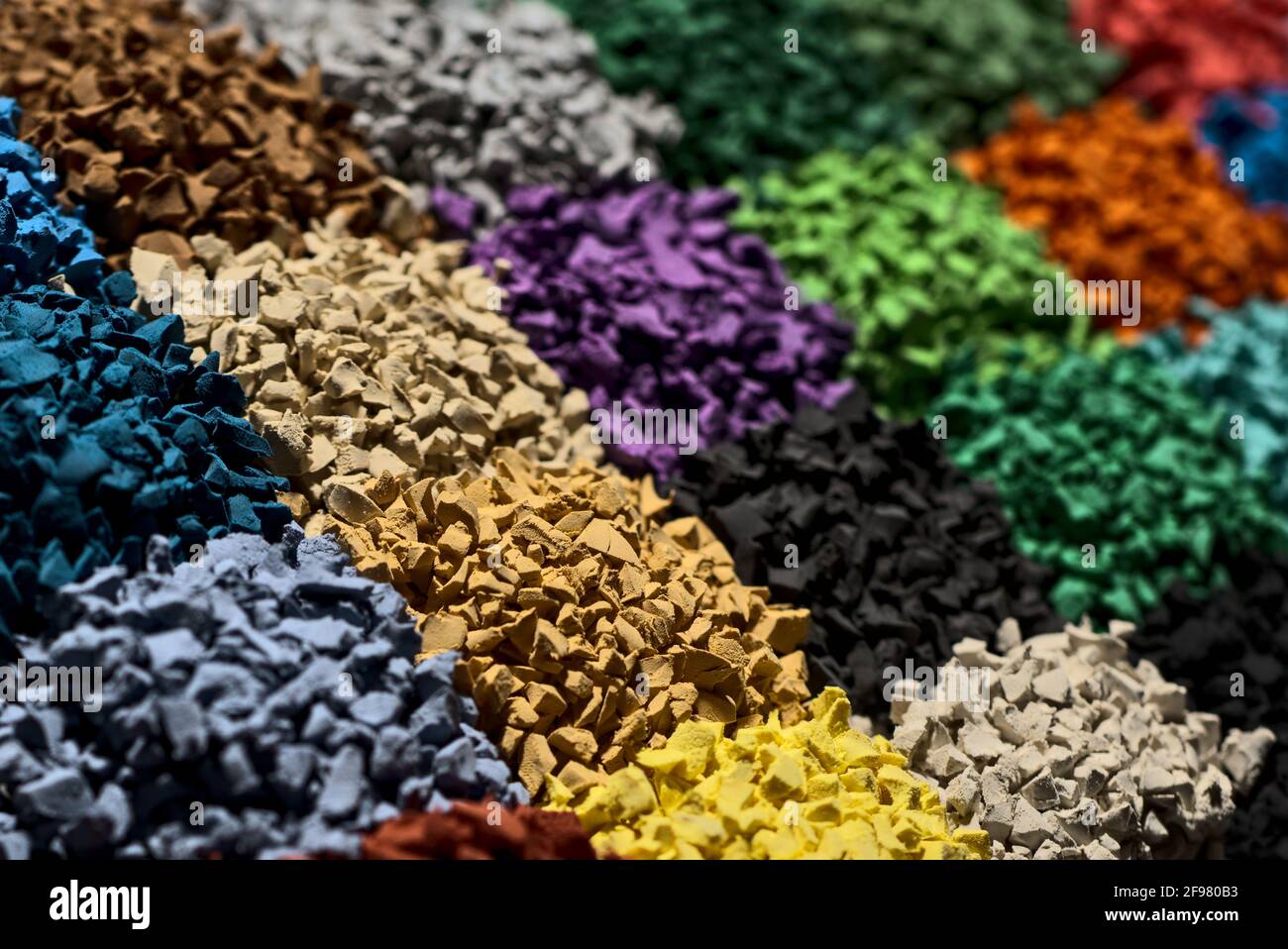 Poliuretano colorato in gomma plastica, ad esempio pista sportiva o artificiale prato molti campioni di colore Foto Stock Poliuretano colorato in gomma plastica, ad esempio pista sportiva o artificiale prato molti campioni di colore Foto Stock