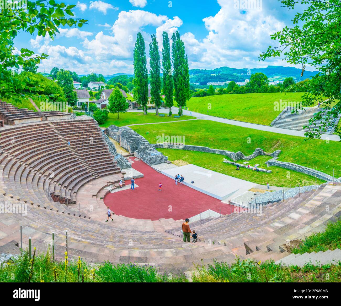 Teatro Romano ad Augusta Raurica, un ex insediamento romano vicino a Basilea, Svizzera Foto Stock