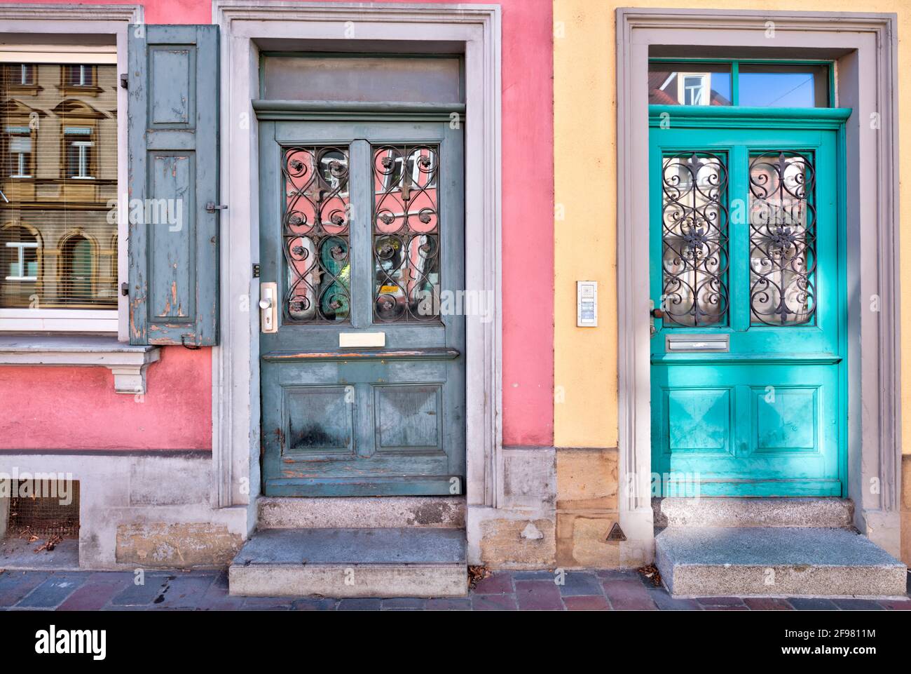 Casa facciata, facciata, decorativa, città vecchia, Gärtnerstadt, Bamberga, Franconia, Baviera, Germania, Europa Foto Stock