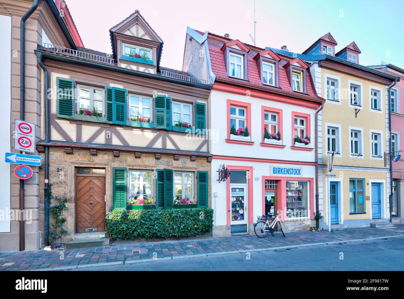 Casa facciata, facciata, decorativa, città vecchia, Gärtnerstadt, Bamberga, Franconia, Baviera, Germania, Europa Foto Stock