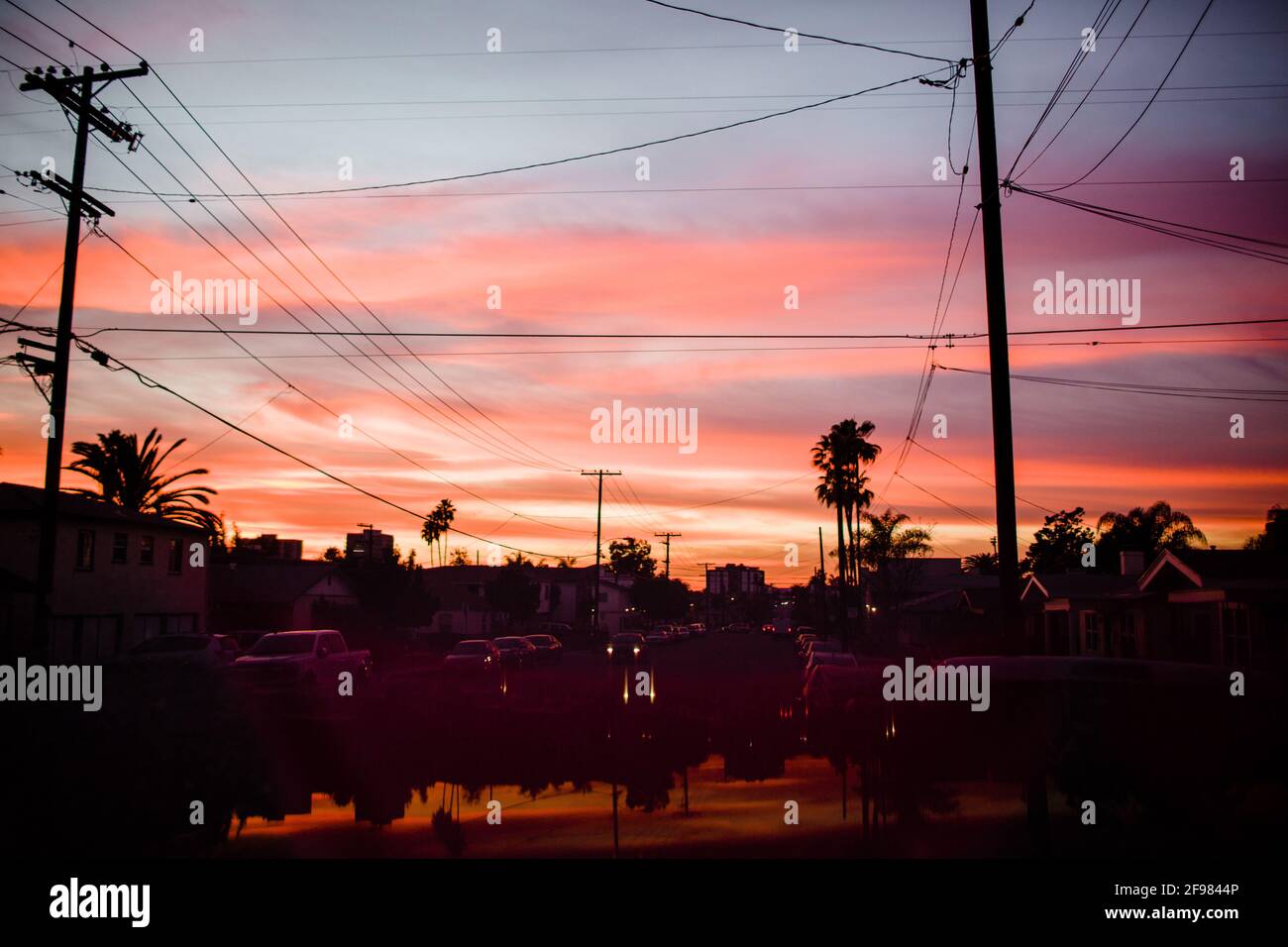 Tramonto su Polk Ave. A San Diego Foto Stock