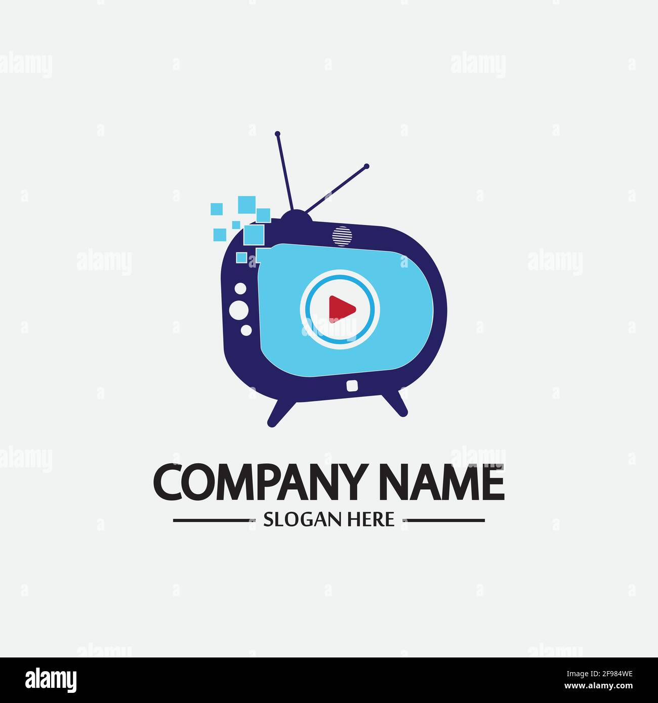 Logo TV Design Media Technology Symbol Televisione, TV media Play logo design template vettoriale, emblema, Design Concept, simbolo creativo, icona Illustrazione Vettoriale