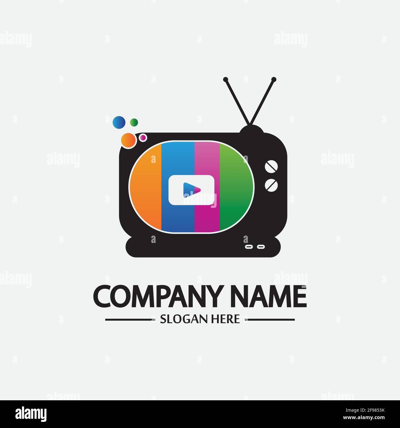 Logo TV Design Media Technology Symbol Televisione, TV media Play logo design template vettoriale, emblema, Design Concept, simbolo creativo, icona Illustrazione Vettoriale