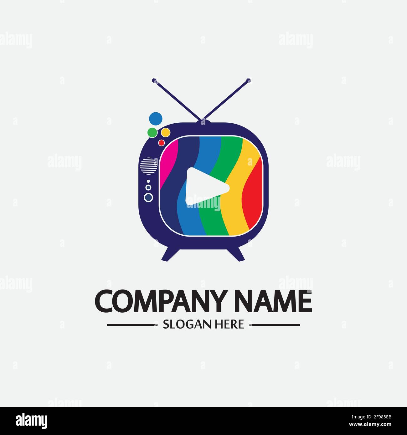 Logo TV Design Media Technology Symbol Televisione, TV media Play logo design template vettoriale, emblema, Design Concept, simbolo creativo, icona Illustrazione Vettoriale