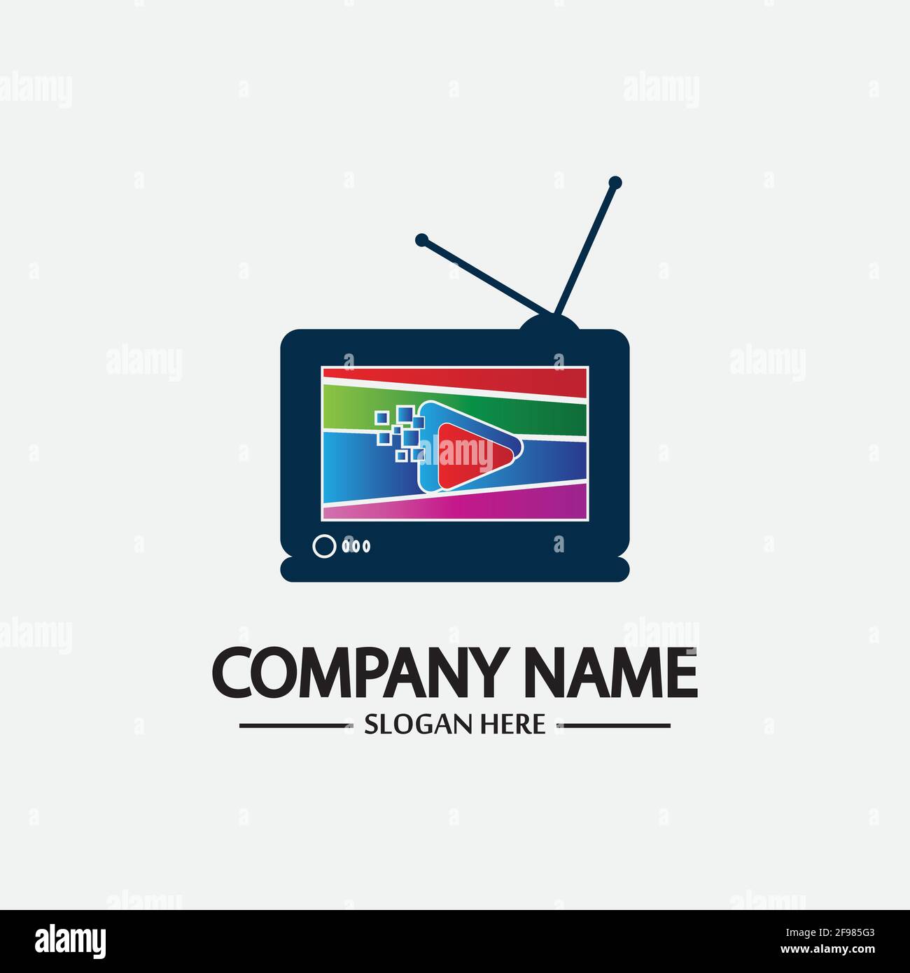 Logo TV Design Media Technology Symbol Televisione, TV media Play logo design template vettoriale, emblema, Design Concept, simbolo creativo, icona Illustrazione Vettoriale