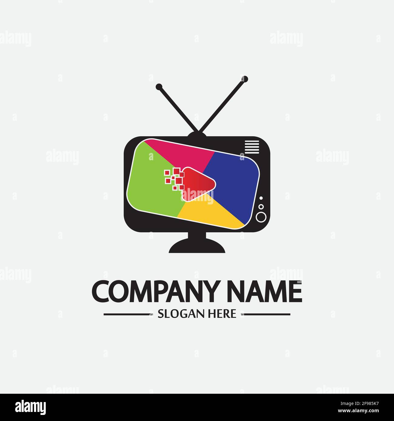 Logo TV Design Media Technology Symbol Televisione, TV media Play logo design template vettoriale, emblema, Design Concept, simbolo creativo, icona Illustrazione Vettoriale