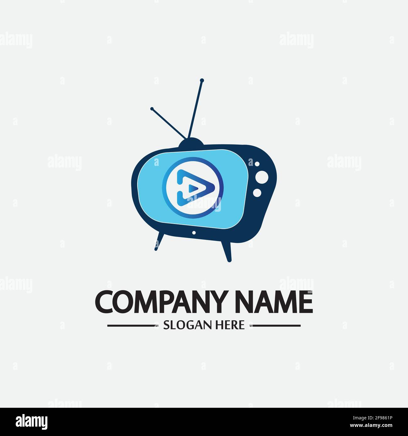 Logo TV Design Media Technology Symbol Televisione, TV media Play logo design template vettoriale, emblema, Design Concept, simbolo creativo, icona Illustrazione Vettoriale