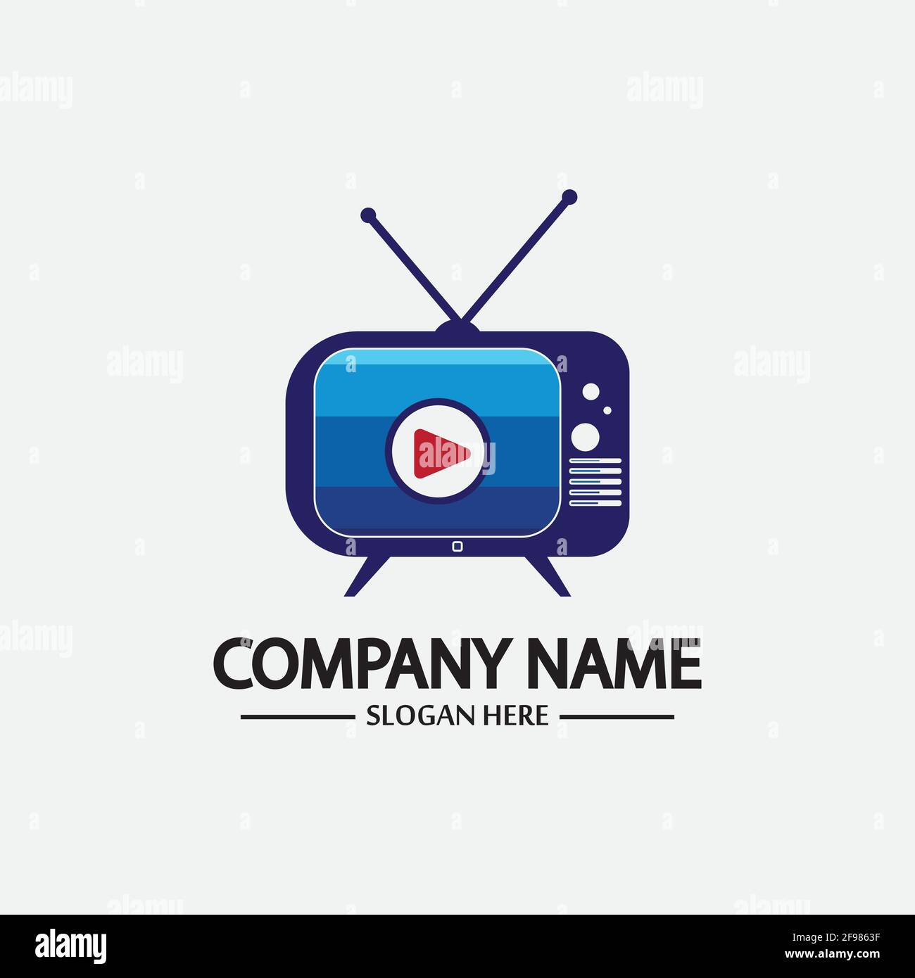Logo TV Design Media Technology Symbol Televisione, TV media Play logo design template vettoriale, emblema, Design Concept, simbolo creativo, icona Illustrazione Vettoriale