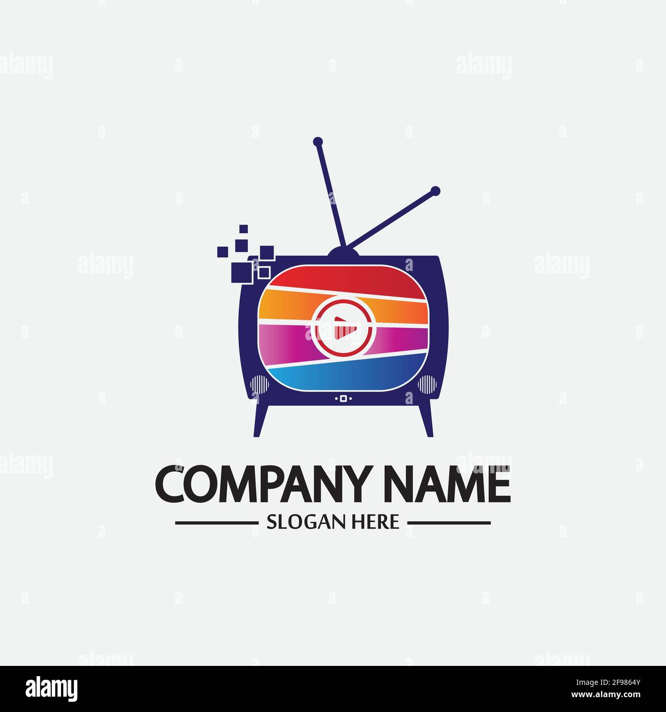 Logo TV Design Media Technology Symbol Televisione, TV media Play logo design template vettoriale, emblema, Design Concept, simbolo creativo, icona Illustrazione Vettoriale