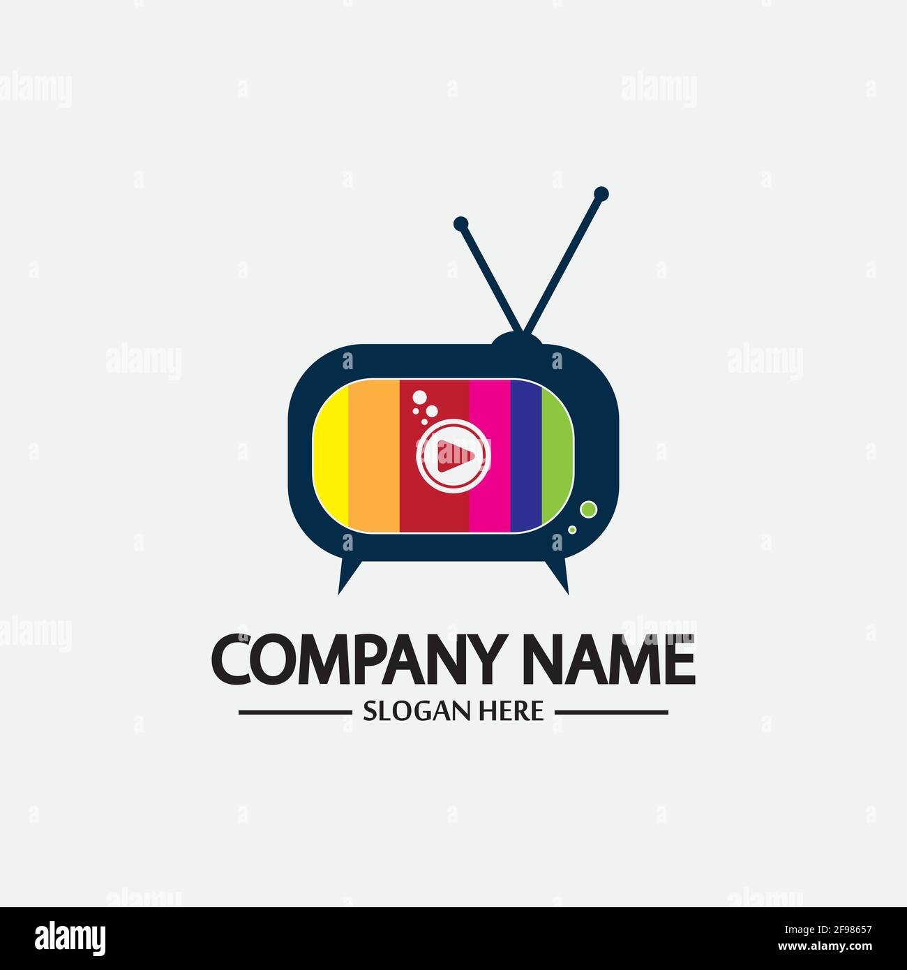 Logo TV Design Media Technology Symbol Televisione, TV media Play logo design template vettoriale, emblema, Design Concept, simbolo creativo, icona Illustrazione Vettoriale