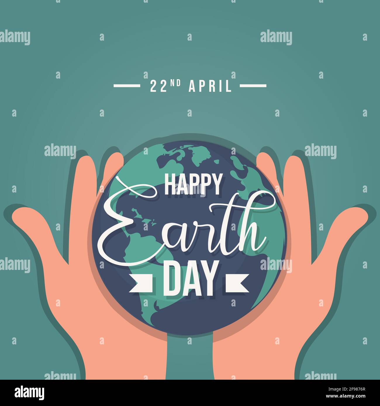 Poster Happy Earth Day, 22 aprile, Globe in mano flat illustrazione banner vettore Illustrazione Vettoriale