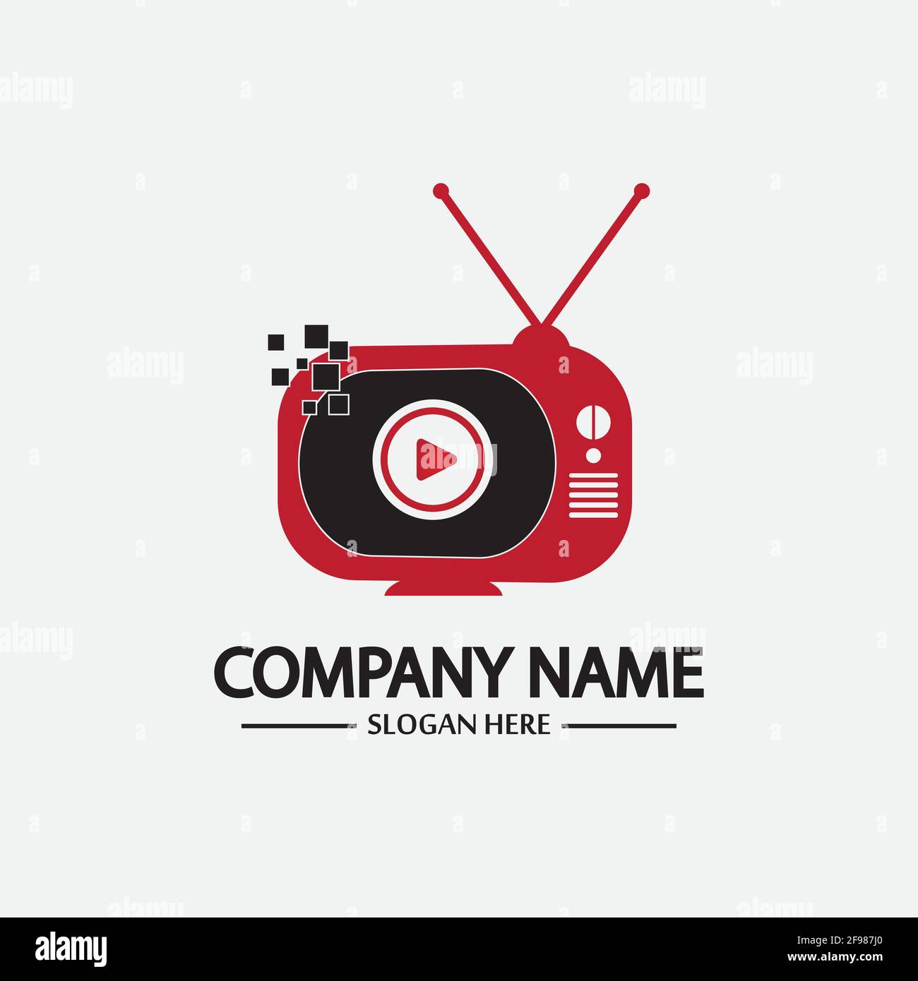 Logo TV Design Media Technology Symbol Televisione, TV media Play logo design template vettoriale, emblema, Design Concept, simbolo creativo, icona Illustrazione Vettoriale