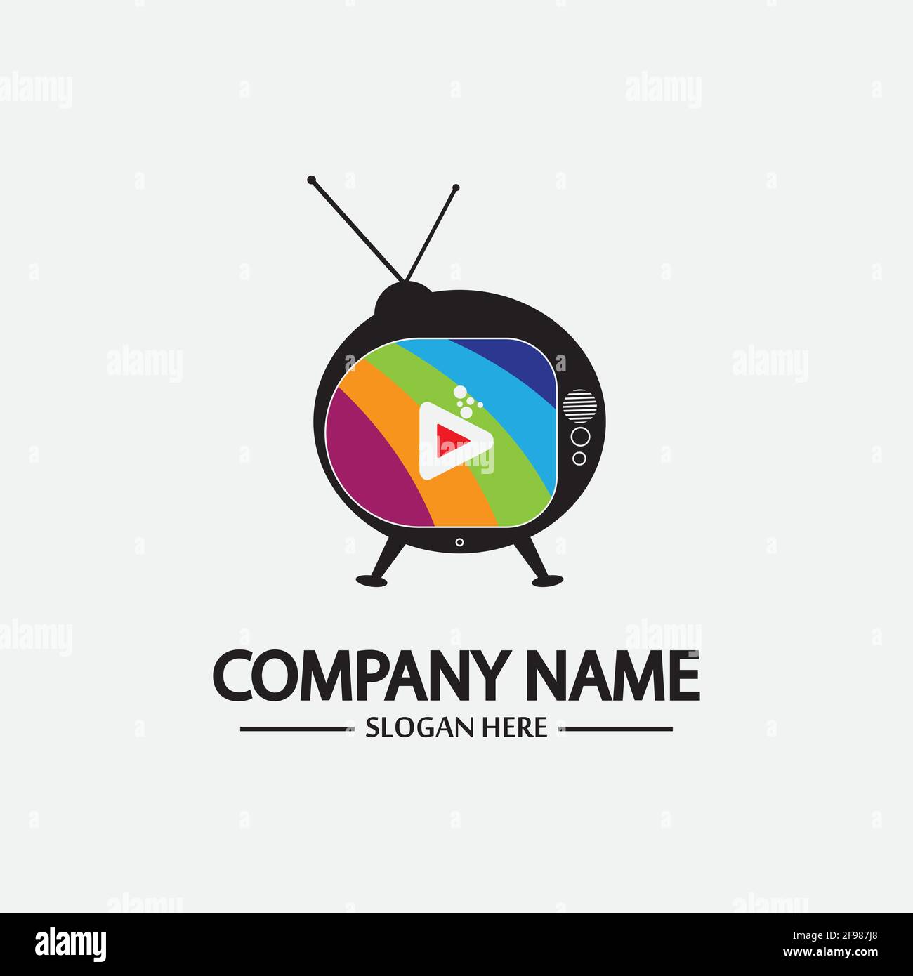 Logo TV Design Media Technology Symbol Televisione, TV media Play logo design template vettoriale, emblema, Design Concept, simbolo creativo, icona Illustrazione Vettoriale