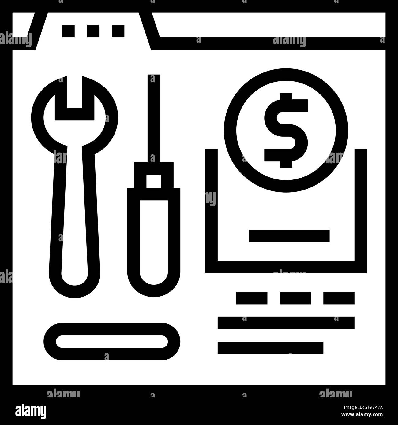 illustrazione vettoriale dell'icona della riga del reparto di riparazione Illustrazione Vettoriale